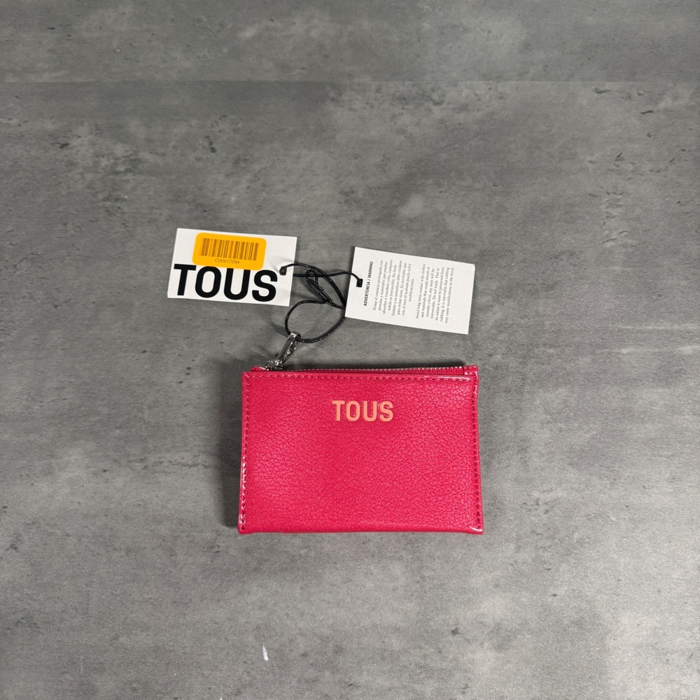 TOUS Card Holder Women OS Fuchsia Dorp Zipper Coin Purse ID Window‎ NWT Wallet